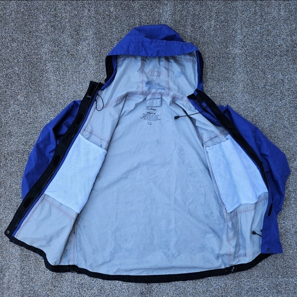 LL Bean Blue Hooded Raincoat Lightweight Outdoor Jacket Misses Womens Medium - Picture 11 of 16